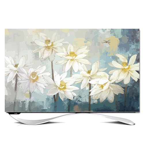 Hixingo TV Schutzhülle für Den, Hülle Bezug Staubschutz für Fernsehen Und Monitor TV-Abdeckung mit drucken Fernsehschutz Für Zuhause Innenbereich 32 bis 80 Zoll (80"(188x110cm),Lotusblume) von Hixingo