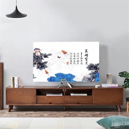 Hixingo TV Staubschutzhülle, Chinesisch Stil TV Abdeckung Staubschutzhülle TV Abdeckung Schutzhülle Fernseher Fernsehabdeckung TV Schutzhülle Multifunktional (32-37inch,Blau Blume) von Hixingo