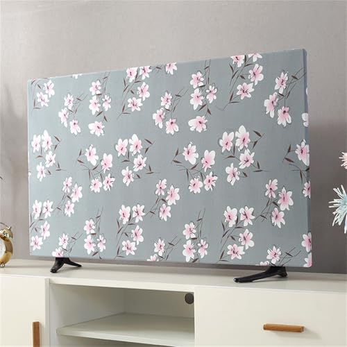 Hixingo TV Staubschutzhülle, TV Abdeckung Staubschutzhülle TV Abdeckung Schutzhülle Fernseher Fernsehabdeckung TV Schutzhülle - Hängender Desktop Gebogener TV Universal (55inch,Rosa Blume) von Hixingo