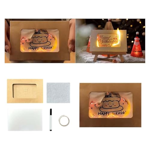 DIY brennende Grußkarte Weihnachten Flame Grußkarte Handmades Brennende Zauberkarte Umschlag verpackt handgeschriebene Grüße Weihnachtsgrußkarte für Geburtstag Weihnachten Geschenke (Gelb) von Hliloy