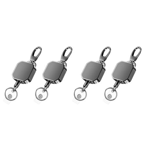 Hlxnyami 4er-Pack Robuste, Einziehbare Ausweishalter Aus Metall, Karabinerhaken, Schlüsselanhänger, Gürtel, Ausweishalter, Clip, Schlüsselring, Ausweishalter von Hlxnyami