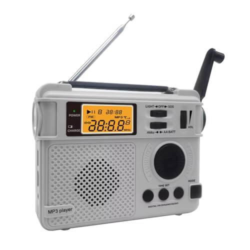 Hlxnyami FM-Radio für Den Außenbereich, Handkurbel, Notfallradio-Empfänger, 3000 MAh, Bluetooth-Lautsprecher, Taschenlampe, Unterstützt SOS, Power Bank, TF von Hlxnyami