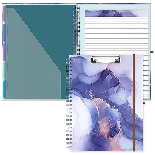 Hnogri Klemmbrett Folio mit nachfüllbarem linierten Notizblock, Klemmbretter mit 5 A4-Ordnern Lagerung 10 Taschen, Spirale Clip Board Portfolio, Größe 12,8 "x 9,7", Bürobedarf, Schulbedarf. von Hnogri