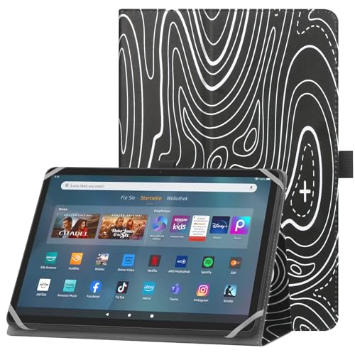 HoYiXi Universelle Hülle für 10-11 Zoll Tablette Fire Max 11 2023/11" Lenovo Tab P11 mit Ständer Folio und Handschlaufe Schutzhülle für 10"-11" Samsung Lenovo Android Tablette -Bergschwarz von HoYiXi