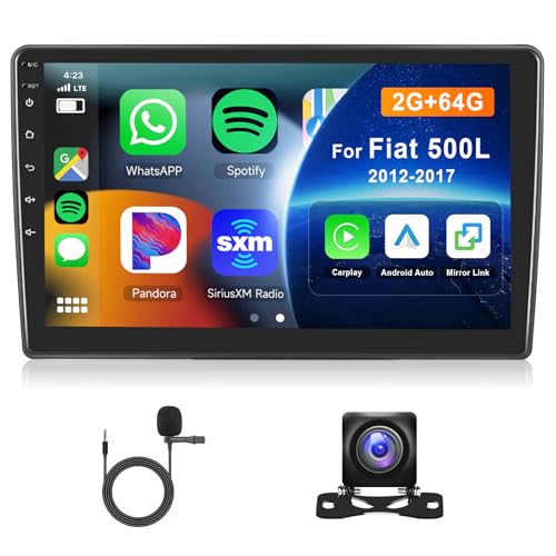 Hodozzy 2G 64G Android Autoradio für FIAT 500L 2012-2017 Carplay Android Auto Mirror Link, 10,1 Zoll Touchscreen Radio Mit Bluetooth GPS Navi WiFi FM RDS HiFi, Rückfahrkamera 2 Din Radio für FIAT von Hodozzy