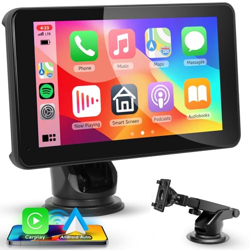 Hodozzy Tragbares Autoradio Wireless Carplay Android Auto,7-Zoll-Touchscreen-Autoradio mit Bluetooth-Freisprecheinrichtung/Mirrorlink/Super Link/Sprachsteuerung/TF-Karte/AUX,Car Multimedia Player von Hodozzy