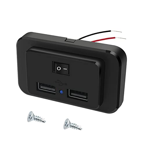 Hoembpn 4,8A Dual USB Auto Ladegerät Steckdose mit Schalter und LED, 12V/24V USB Ladebuchse Panel für Wohnmobil SUV LKW Boot von Hoembpn