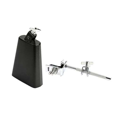 Hoement 1 Satz Drum-Clip Windspiel-Sets Kuhglocke Ornamente-Kits dekorieren Rinderglocken Schulglocke percussion instrumente cattle bell Schlagzeug-Teil Musikinstrumententeil Metall Black von Hoement