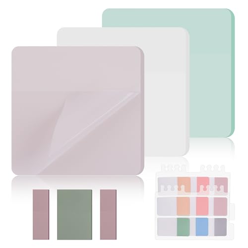 Hoiny 540 Blätter Transparente Haftnotizen, Clear Sticky Notes, Durchsichtige Sticky Notes, Wasserfest Pastell Klebezettel, See Through Sticky Notes für Schul Sachen Büro, Hause, Pagemarker von Hoiny