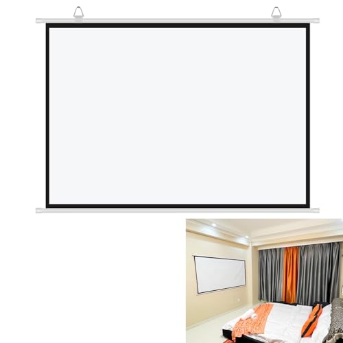 Beamer Leinwand 30 Zoll 40 Zoll 50 Zoll 60 Zoll 72 Zoll, 4:3/16:9 HD Projektor Leinwand, Manuelle Aufrollbare Projektor-Leinwand, Tragbare Projektionswand für Zuhause, Schule, Treffen(16:9,50in) von Hoiweqr