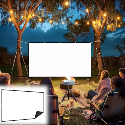 Leinwand Beamer 60-200 Zoll, Projektor-Leinwand, Projektion Wand Leinwände mit Ösen Outdoor, HD-Projektorbildschirm, Tragbarer -Bildschirm für Zuhause, Schule, Treffen(16:9,150 inch Screen) von Hoiweqr