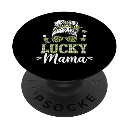 Patrick's Day Lucky Mama Messy Bun Leopard PopSockets Klebender PopGrip von Holiday 365