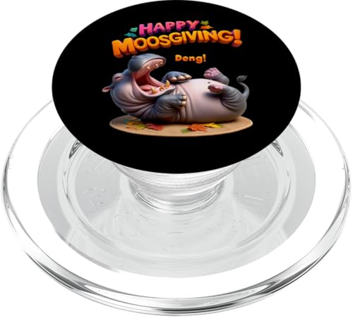 Fröhliches MoosGiving! DENG! Lustiges Moo Deng Baby Nilpferd Thanksgiving PopSockets PopGrip für MagSafe von Holiday MOO DENG Bouncy Pork Thai Baby Pygmy Hippo