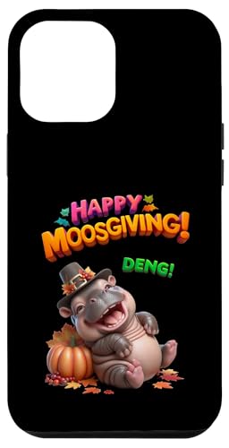 Hülle für iPhone 12 Pro Max Fröhliches MoosGiving! DENG! Lustiges Moo Deng Baby Nilpferd Thanksgiving von Holiday MOO DENG Bouncy Pork Thai Baby Pygmy Hippo