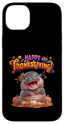 Hülle für iPhone 14 Plus Happy Thanksgiving! Lustiges und niedliches Moo Deng Baby Nilpferd von Holiday MOO DENG Bouncy Pork Thai Baby Pygmy Hippo