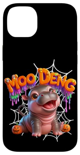 Hülle für iPhone 14 Plus Niedlicher und lustiger MOO DENG Baby Nilpferd Kürbis Geist Halloween von Holiday MOO DENG Bouncy Pork Thai Baby Pygmy Hippo