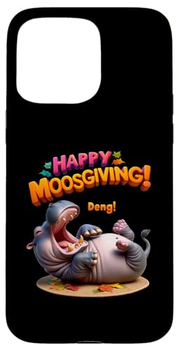 Hülle für iPhone 15 Pro Max Fröhliches MoosGiving! DENG! Lustiges Moo Deng Baby Nilpferd Thanksgiving von Holiday MOO DENG Bouncy Pork Thai Baby Pygmy Hippo