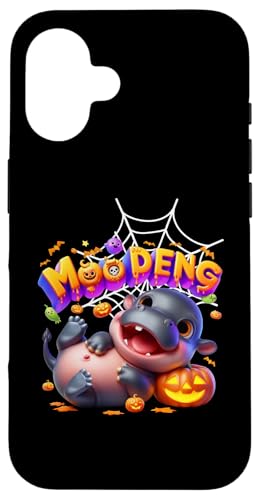 Hülle für iPhone 16 Süßes & lustiges MOO DENG Baby Nilpferd Kürbis Spinnennetz Halloween von Holiday MOO DENG Bouncy Pork Thai Baby Pygmy Hippo