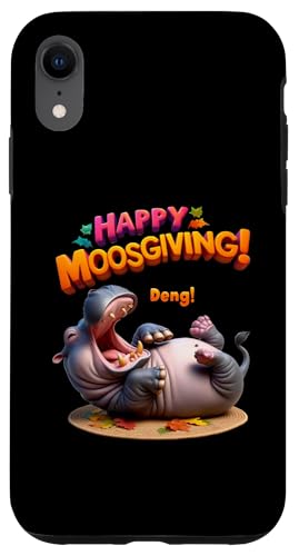 Hülle für iPhone XR Fröhliches MoosGiving! DENG! Lustiges Moo Deng Baby Nilpferd Thanksgiving von Holiday MOO DENG Bouncy Pork Thai Baby Pygmy Hippo