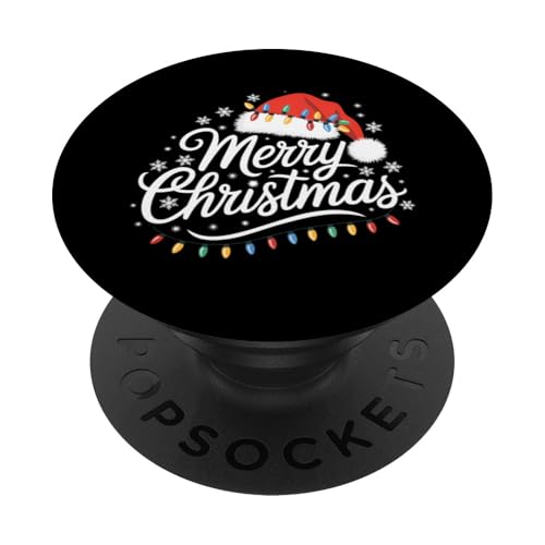 Frohe Weihnachten Lichter Rot Weihnachtsmann Hut Xmas Familie Weihnachten PopSockets Klebender PopGrip von Holiday Season Graphic Christmas Shirts