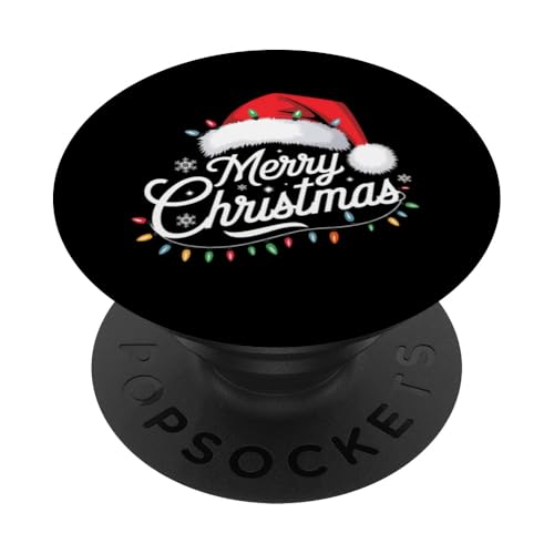 Frohe Weihnachten Lichter Rot Weihnachtsmann Hut Xmas Familie Weihnachten PopSockets Klebender PopGrip von Holiday Season Graphic Christmas Shirts