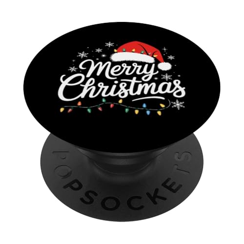 Frohe Weihnachten Lichter Rot Weihnachtsmann Hut Xmas Familie Weihnachten PopSockets Klebender PopGrip von Holiday Season Graphic Christmas Shirts