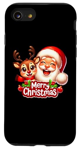 Hülle für iPhone SE (2020) / 7 / 8 Merry Christmas T-Shirt Weihnachtsmann und Rentier von Holiday Season Graphic Christmas Shirts