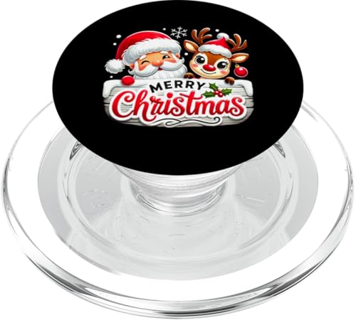 Merry Christmas T-Shirt Weihnachtsmann und Rentier PopSockets PopGrip für MagSafe von Holiday Season Graphic Christmas Shirts