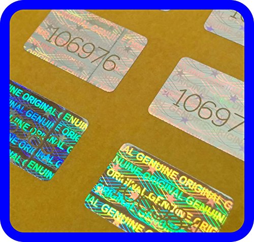 200 Hologramm Etiketten mit Seriennummern, Garantie Siegel Aufkleber 16x10mm von Holomarks