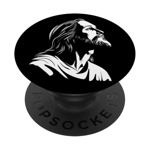 Herr Jesus Gesicht Grafik Kunst Design Christian Faith in Christ PopSockets Klebender PopGrip von Holy Art