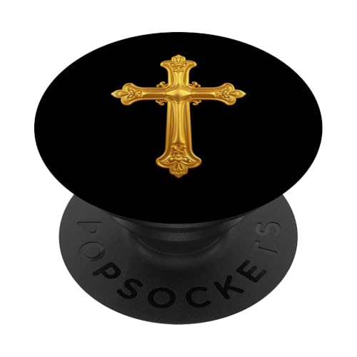 Klassisches goldenes Kreuz Emblem mit zeitlosem Design PopSockets mit austauschbarem PopGrip von Holy Art