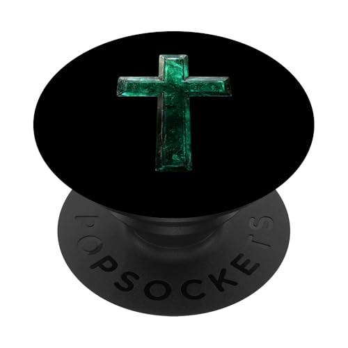 Smaragdsteinkreuz mit facettiertem Design PopSockets mit austauschbarem PopGrip von Holy Art