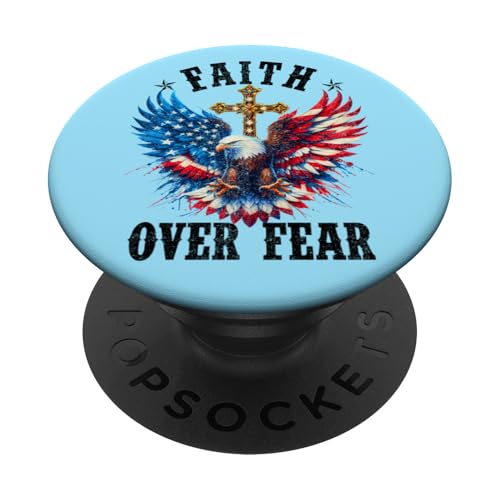 USA-Flagge, patriotisches amerikanisches Geschenk, USA, Glaube über Angst, Gebet PopSockets Klebender PopGrip von Holy Bible Prayer Spiritual Christian Shirts