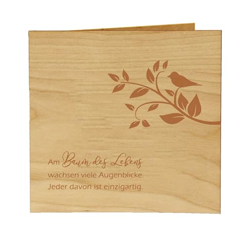 Holzgrusskarten Original BAUM DES LEBENS, Motiv Ast - 100% handmade in Österreich, aus Kirschholz gefertigte Geschenkkarte, Grußkarte, Klappkarte, Postkarte… von Holzgrusskarten.at
