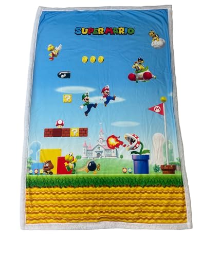 HOMADICT Plaid Sherpa 100X150 cm SUPER Mario Platform Game von Homadict