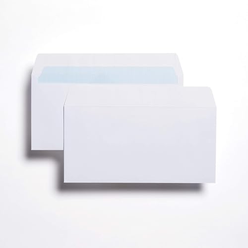 DL Papierumschläge, selbstklebend, 90 g/m², 110 x 220 mm, Weiß, 100 Stück von Home Supplies Direct