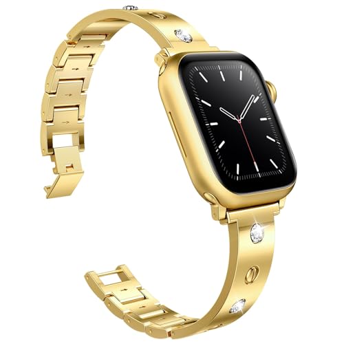 HomeGarden Dressy Jewelry Armbandbänder kompatibel mit Apple Watch Band 45mm 44mm 49mm 42mm für Frauen Mädchen, süßes und stilvolles Diamant-Metallarmband für iWatch Serie 9 8 7 6 5 4 3 2 1 SE Ultra von HomeGarden