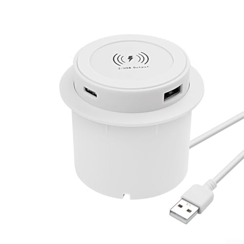 HomeVortex 3-in-1-Schnellladestation für Smartphone, Smartwatch, Ohrhörer, kompakte Desktop-USB-Buchse mit Pop-Up-Design für Schreibtisch und Nachttisch, Weiß von HomeVortex