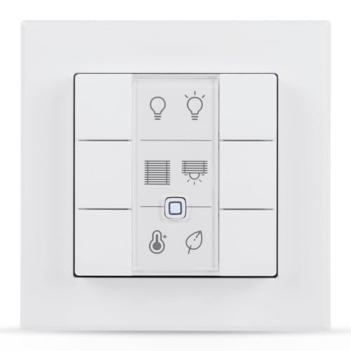 Homematic IP Smart Home Wandtaster – 6-fach, Wandschalter, sechs Tasten, Zubehör für Ihr Homematic IP Smart Home, universell einsetzbar, schaltet Aktoren und Thermostate, kabellos, 142308A0 von Homematic IP