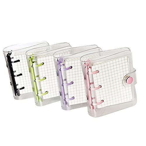 HondoKet 4Er-Pack Transparente Mini-OrdnerhüLlen mit 3 Ringen, mit Gerasterter Innenseite und 12 Ordnertaschen (3 StüCk/Set) von HondoKet