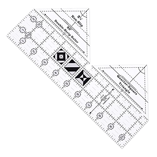 HondoKet 90-Grad-Doppelstreifen-Quiltlineal, 10-Acryl-Quiltdreiecklineale, Rutschfeste Quiltlineale und Schablonen von HondoKet