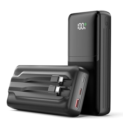 Power Bank Schnellladefunktion 22.5W USB C Input & Output Powerbank, Externe Handyakkus mit 6 Ausgängen & 3 Eingängen, Power Bank mit Kabel Kompatibel Mit iPhone, Samsung von Honestself