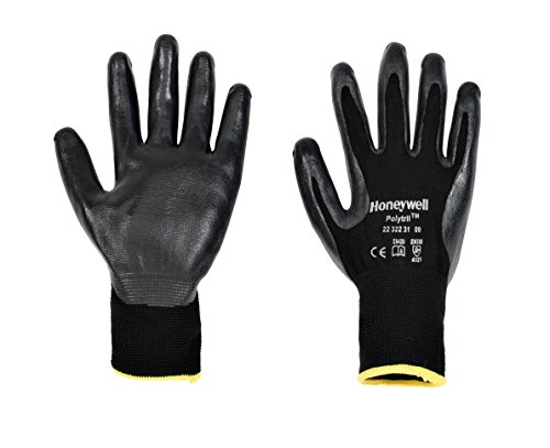 Honeywell 2232231 Polytril Allzweckhandschuhe aus Polyamid, gestrickt, schwarz, für leichte und mittelschwere Handhabung, elastisches Handgelenk, 23 cm Länge, Größe 06 2232231-06 (Packung mit 10 Paar) von Honeywell