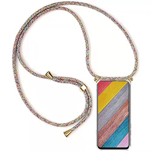 HongMan Handykette Handyhülle für Samsung Galaxy A6 2018 mit Band - Transparent Handy-Kette Handy Hülle mit Kordel zum Umhängen Handyanhänger Halsband Lanyard Case - Rainbow von HongMan