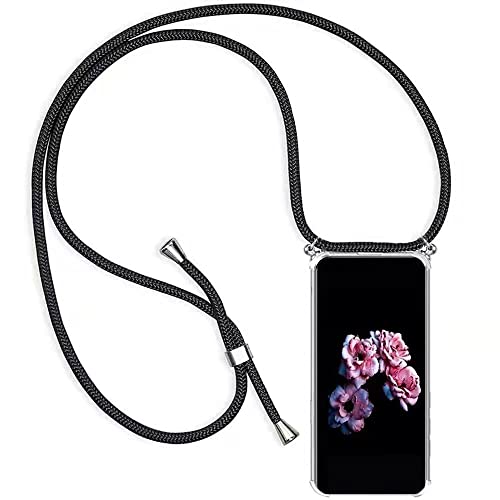 HongMan Handykette Handyhülle für Samsung Galaxy S22 Plus mit Band - Transparent Handy-Kette Handy Hülle mit Kordel zum Umhängen Handyanhänger Halsband Lanyard Case - Schwarz von HongMan