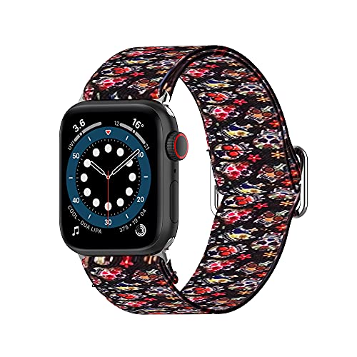 Hoopyeecase Einstellbar Elastisch drucken Armband Kompatibel mit Apple Watch Elastisch Armband 42mm 44mm iWatch Series SE/6/5/4/3/2/1 von Hoopyeecase