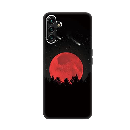 HopMore Handyhülle für Samsung Galaxy A55 5G Hülle, Schwarz Dünn Silikonhülle mit Muster Motiv, Weich TPU Slim Handytasche Stoßfest Soft Case Schutzhülle Cover für Samsung A55 5G, Roter Mond von HopMore