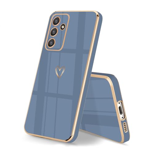 HopMore Silikon Hülle für Samsung Galaxy A55 5G Hülle, Handyhülle für Samsung A55 5G Schutzhülle Ultra Dünne Weich Voller Schutz Case Cover, Kratzfest Stoßfeste Hülle Slim mit Muster Motiv Herz, Blau von HopMore