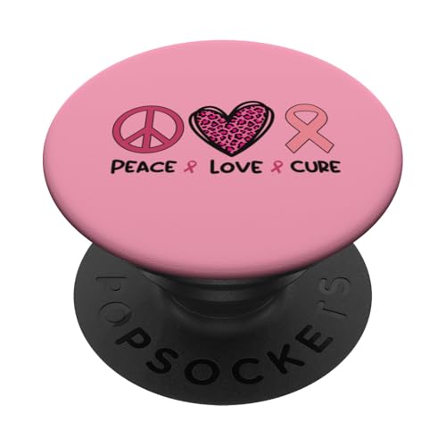 Love Peace Ribbon Brustkrebs-Bewusstsein Familie Matching PopSockets mit austauschbarem PopGrip von Hope In Pink Apparel.USA