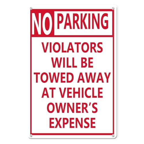 Horienteeon Aluminiumschild mit Aufschrift "No Parking - Violators Towed Away At Vehicle Owner's Expense", 14 cm × 20 cm, stabiles Aluminiumschild, Straße, Parkplatzschild für Außenwand, Straße von Horienteeon